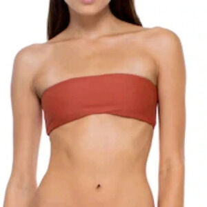 NWT Jade Swim All Around Bandeau Ribbed Red Bikini Top S